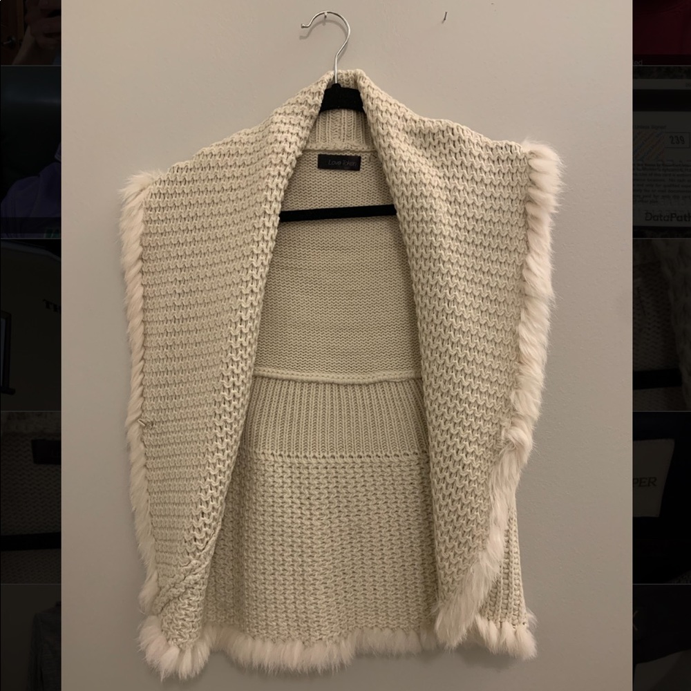 Love Token Cream Vest Fur Trim Size XS